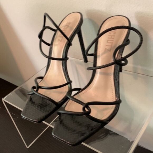 SCHUTZ Black Strappy Heels - Picture 2 of 9